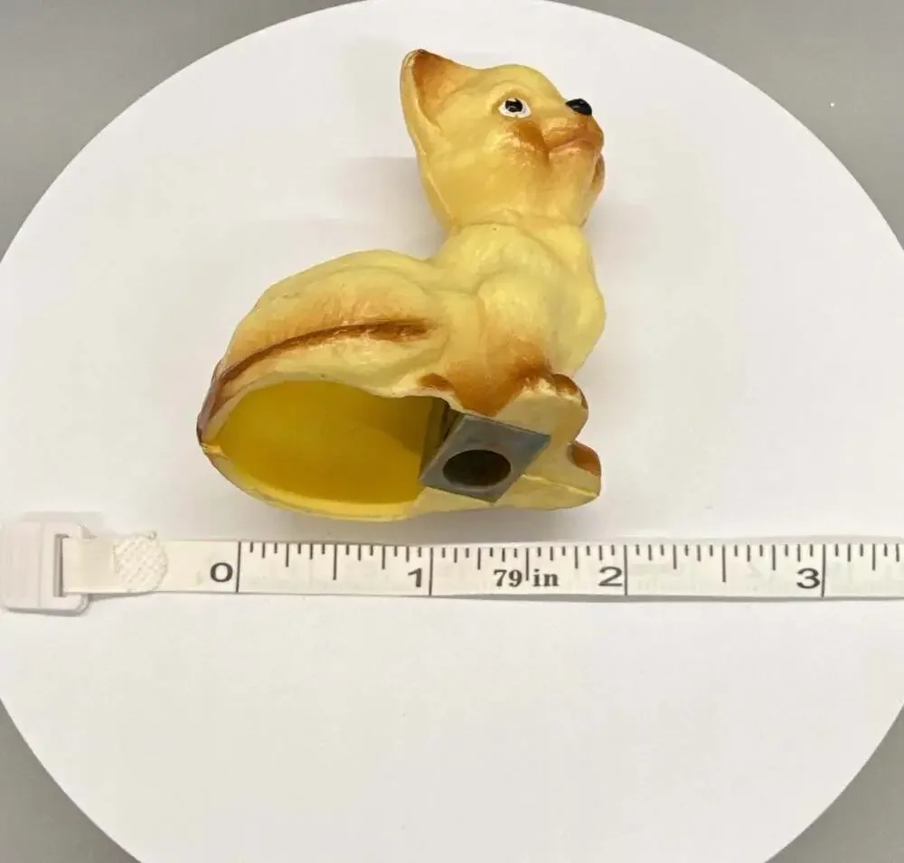Siamese Cat Kitten Plastic Pencil Sharpener Yellow Brown Miniature Hong Kong Vtg